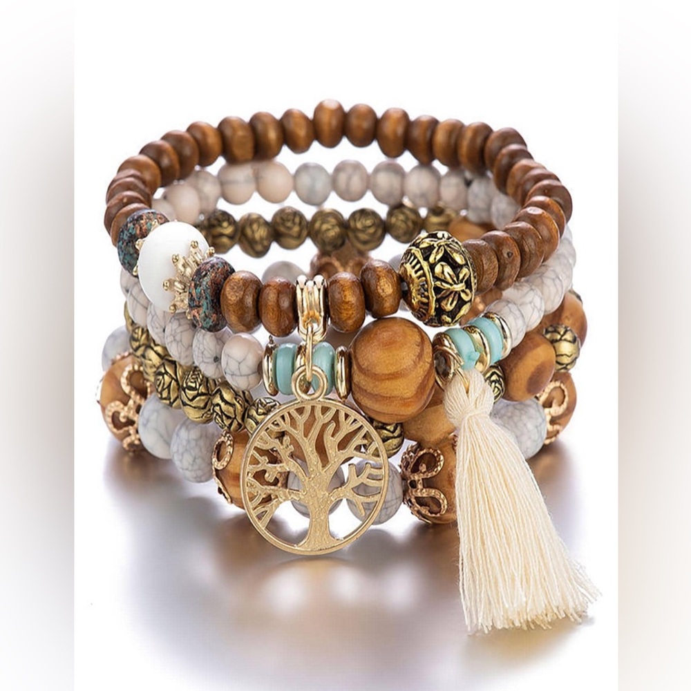 Bohemian Tree of Life Beaded Bracelet Set